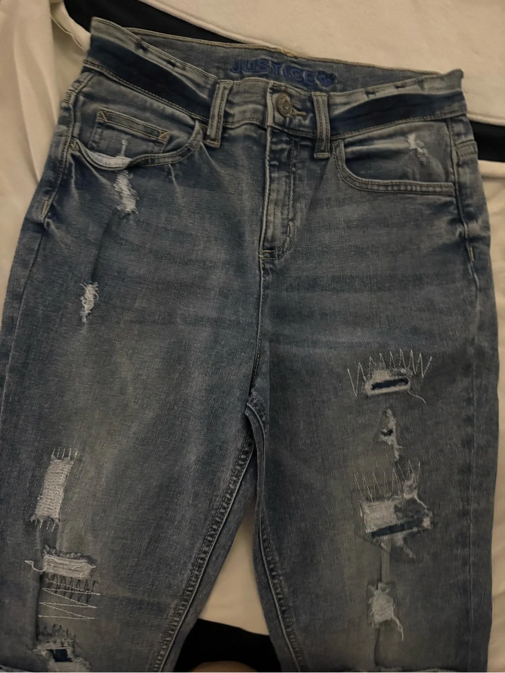 Justice Girls Mom Jeans Distressed Size 14